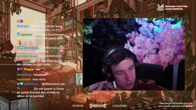Sardoche's stream on 17 October 2026