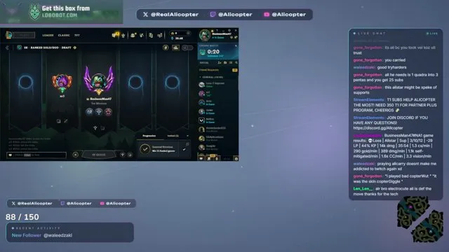 Alicopter's stream on 15 October 2026