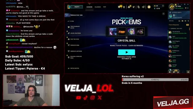 velja_lol's stream on 24 October 2026