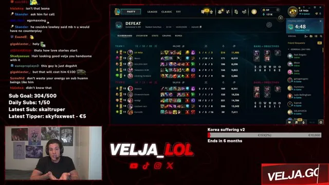 velja_lol's stream on 30 October 2026